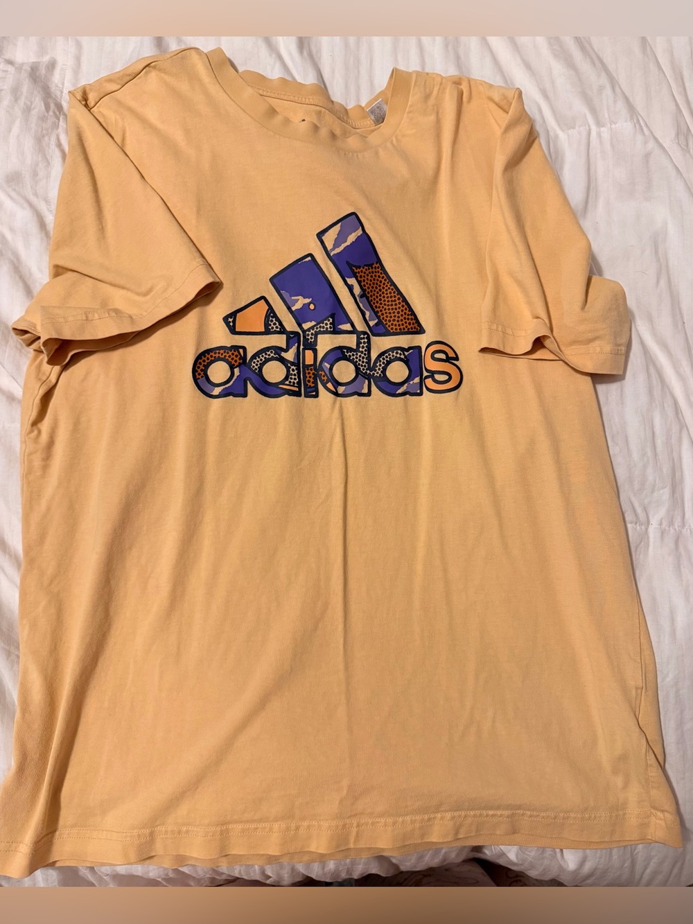 adidas Short Sleeve Tee with Blue Graphic Logo